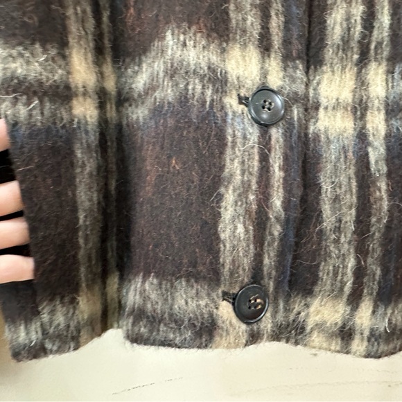 NWT Zara Plaid Jacket Wool Blend Cropped Black White Brown Shacket Women S 6318 - Picture 8 of 13